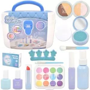 (튼튼)스타일링 메이크업 뷰티 박스 14종 세트 블루어린이화장품 놀이 어장 도구 장난감 역할