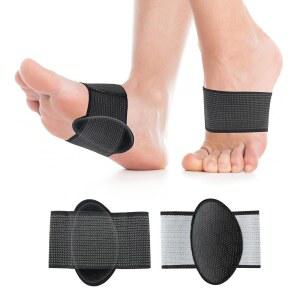 발바닥 근막염 를 위한 실리콘 패드가 있는 HiRui 2팩 아치 지지 쿠션 - 평평하고 쓰러진 아치, 높은 발 관리를 미끄럼 방지 탄력 브레이스 모든 신발(블랙, 라지)에 맞습니다