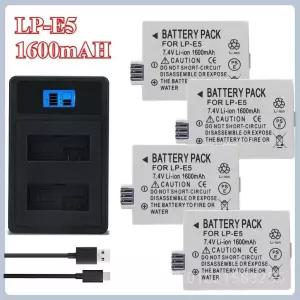 카메라 EOS 450D 1000D 500D 2000D KISS X2 X3에 적합한 7.4V LP-E5 1600mAh 배터리