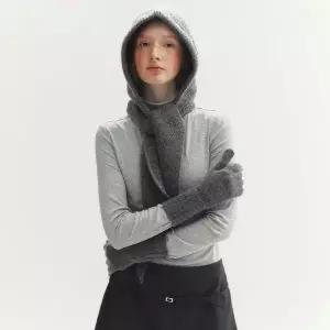 마리끌레르 울 블렌드 마리 바라클라바 장갑 세트(MAFDSU01MGY) 방풍 방한