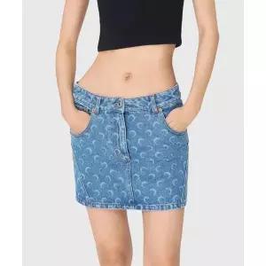 [마린세르]여성 문 레이저 데님 미니 스커트 라이트 블루 138061052