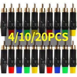 4/10/20개 골드 RCA 포노 플러그 - 스피커 PC용 동축 AV 오디오 비디오 솔더 커넥터