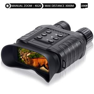 사냥 캠핑용 전문 쌍안경 망원경, 적외선 야간 투시경, W550B, 4 인치, 20X 광학 줌, 4X 디지털 줌, 500M