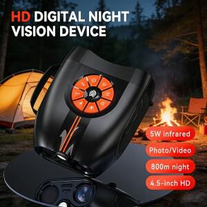 성인용 4K 야간 투시경 4.5인치 전술 라이트 비디오 녹화 기능 적외선 야간 투시경 야생동물 관찰용