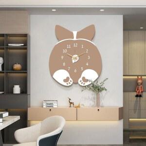 강아지 벽시계 웰시코기 시계 디자인 색상 턴테리어 흔드는 토끼 원목 꼬리흔드는