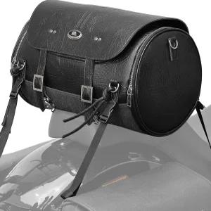 케미모토 모터사이클 테일백 PU 가죽 뒷좌석 가방 방수 왁스 드로스트링 캔버스 18-22L 확장형 짐 보관용