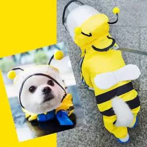 [하프클럽/알티피아]노랑 애견 애견옷 꿀벌 우의
