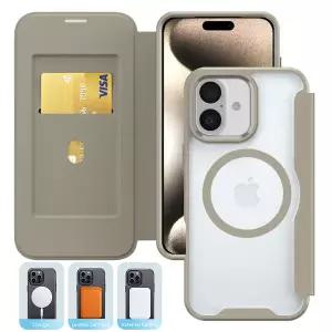 럭셔리 플립 슬롯 카드 지갑 자석 휴대폰 케이스 아이폰 15 16 11 12 13 14 17 프로 맥스 X S 무광 반투명