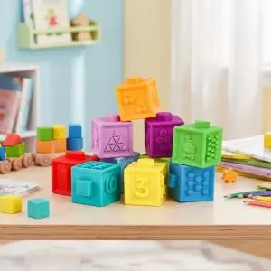 캐스B 뉴말랑 베이비블럭 소프트 사각 큐브 블록 장난감 수세기 쌓기놀이 (10pcs)