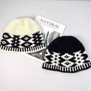 무늬비니 여성 겨울 뜨개 니트 모자 따뜻한 무늬 비니 겨울모자