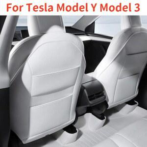 Tesla Mode Y 2017 모델3 하이랜드 가죽 시트 백 킥 매트 보호 뒷좌석 커버 방수