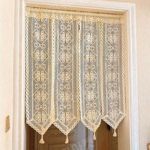북유럽 크로쉐 포인트 커튼 가리개커튼 에스닉 바란스커튼 레트로 가리개 가리개커튼, 망사