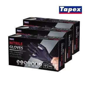 [테이팩스]무분말 니트릴장갑 100매(블랙) 대 X 3개