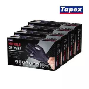 [테이팩스]무분말 니트릴장갑 100매(블랙) 대 X 4개