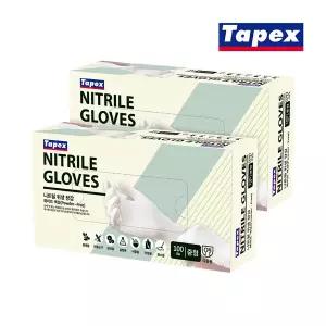 [테이팩스]무분말 니트릴장갑 100매(화이트) 중 X 2개