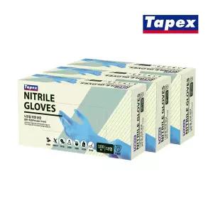 [테이팩스]무분말 니트릴장갑 100매(블루) 대 X 3개
