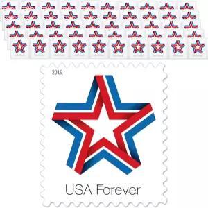 스타 리본 스트립 포에버 퍼스트 클래스 우표 50장 기념 애국