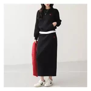 메르시마리에 96415 패턴퀸 특양면 기모안감 맨투맨 and 롱스커트 세트1119330