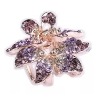 삔 헤어핀 블라썸 미니 집게핀(퍼플) 큐빅 포인트 머리핀