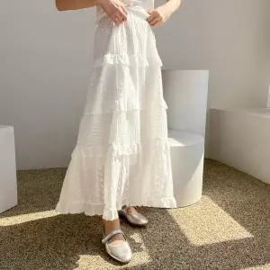 [설세라]아일렛 펀칭 레이스 플레어 화이트 캉캉스커트 (14085042)