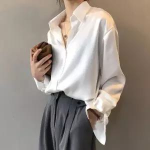 [하프클럽/]여자 카라 스타일 새틴 무지 블라우스 고품질 데일리