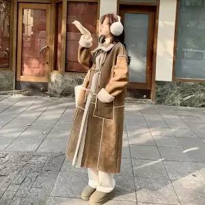 스웨이드 자켓 재킷 봄 가을 점퍼 아우터 카라 드림 로즈 두꺼운 플리스 안감 롱 코트 여성 여자 버튼 캐주