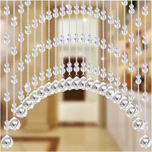 펑페이 크리스탈 구슬 커튼 출입구용 21현 아치형 도어 스트링 가정용 장식 패널 룸 칸막이 블라인드 커피