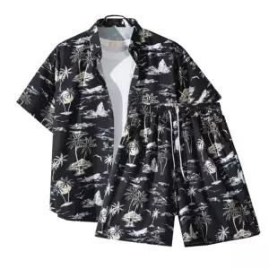 남성 휴양지룩 여름 반팔 셔츠 반바지 세트 여행룩 데님팬츠 캠핑바지 원마일웨어