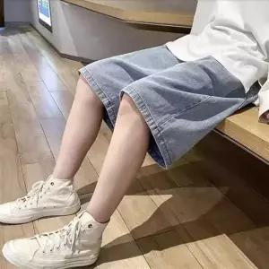 와이드반바지 남성 캐주얼 청반바지 루즈핏 데일리 빈티지 하프팬츠