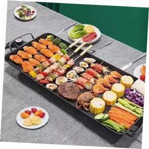 전기그릴팬 와이드 무연 실내 바베큐 고기구이 야채볶음 홈파티 가정용 넓은판 코팅