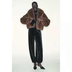 [정품] 자라 자켓 코트 데일리 아웃터 ZARA 숏 페이크 퍼 - 브라운