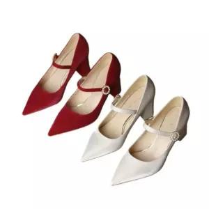 새틴 피로연 펌프스힐 슈즈 구두 7cm 드레스 웨딩촬영 웨딩 메리제인