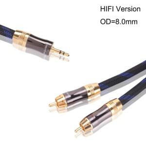 HIFI 3.5mm to 2 RCA 오디오 케이블 (외경 8.0mm) 3.5MM 남성 스테레오 아이폰 호환호환 MP3 DVD 앰프용