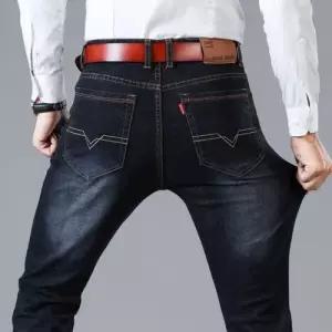 청바지 일자바지 스티치 남성용 깔끔한 블랙진 남자바 WFLQ06H
