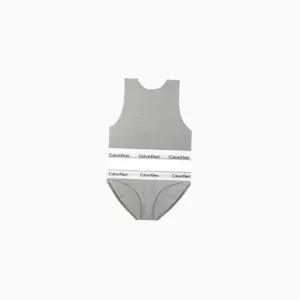 [Calvin Klein]UNDERWEAR CK 여성 모던 코튼 AF 하이넥 탑 브라렛팬티 세트 QF7626F3787 GREY 698288