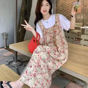 화사한 U넥 플라워 뷔스티에 봄 여름 나시 원피스 WACE62A