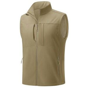 TACVASEN 남성용 방풍 경량 조끼 방수 포켓 소프트쉘 민소매 플리스 재킷 하이킹 골프