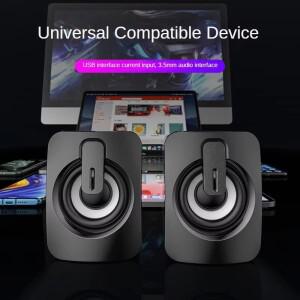 미니 컴퓨터 사운드 박스 HIFI 스테레오 마이크 오디오 PC 스피커 USB 유선 LED 조명 3.5mm AUX 데스크탑