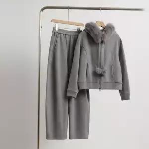 폼폼 퍼 트리밍 기모 후드 셋업 C25DST207