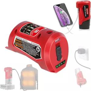 밀워키 12V 배터리 고속 충전기 교체용 TEPULAS M-12 전원 어댑터 USB 및 타입 C 포트 포함(배터리 없음)