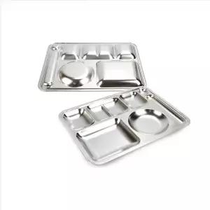 국산 859THM65 업소용 스텐304 단체급식용 5찬 수저 스텐식판 41.7x30.8cm