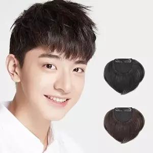 깔끔한 앞머리 커버 댄디 스타일 남성 인모 부분 가발 (KYR-WFD76A1)