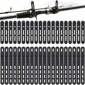 심고잉 60개 실리콘 낚싯대 스트랩 2사이즈 부드럽고 재사용 가능한 막대 넥타이 기둥 보관용 경량 내구성 고무 밴드 벨트 케이블 원예 도구 캠핑 장비