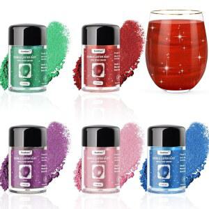 5가지 색상 식용 글리터 세트 음료용 식용 글리터 크리스마스 베이킹용 러스터 더스트 쉬머 파우더 케이크 칵테일 음료 딸기 쿠키 사탕 퐁당 5g/병