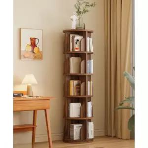 회전책장 6단 코너 북케이스 책장 원목 책꽃이 철제 회전 서재 수납