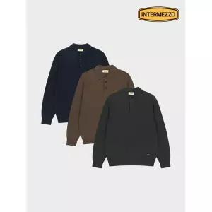 [하프클럽/인터메조]울 캐시미어 베이직 카라 니트 네이비 IMFFMKN178