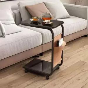 2단 트롤리 보조테이블 바퀴형 이동식 사이드 테이블 수납선반 거실 철제 협탁