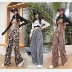여자 여름 와이드핏 레오파드 프린팅 쿨 팬츠 바지 WC74AC0