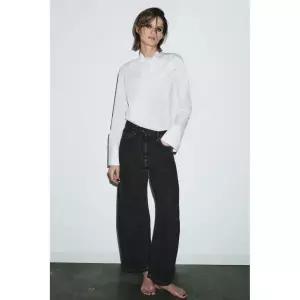 [ZARA] 자라 진 청바지 ZW 컬렉션 앵클 벌룬 풍선 미드라이즈 - 블랙 3044653