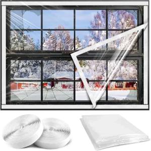 홀리마지 겨울용 창문 단열재 47인치 x 63인치 RV용 후크 및 루프가 있는 완전 투명 열 수축 커버 필름 -